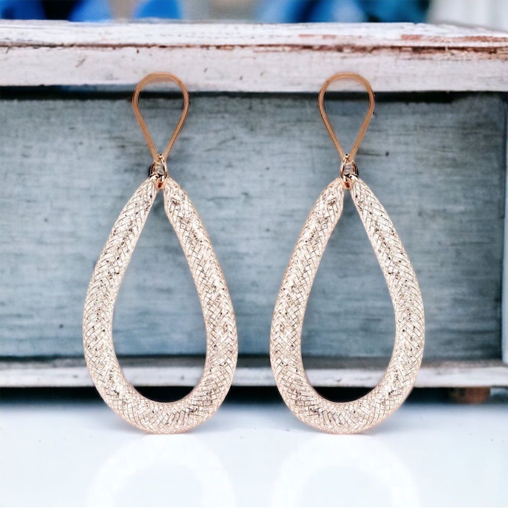 Amrita Singh Crystal Mesh Gold Teardrop Earrings